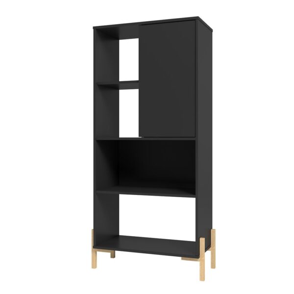 Manhattan Comfort Bowery Bookcase with 5 Shelves in Black and Oak