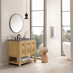 James Martin 330-V36-LNO-3GEX Breckenridge 36 Inch Light Natural Oak Single Sink Vanity with 3 cm Grey Expo Top