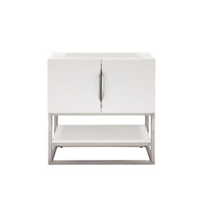 James Martin 388-V31.5-GW-BNK Columbia 31.5 Inch Single Vanity Cabinet in Glossy White and Brushed Nickel