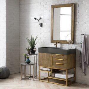 James Martin 388-V36-LTO-RG Columbia 36 Inch Single Vanity in Latte Oak, Radiant Gold