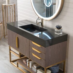 James Martin 388-V48-AGR-RG Columbia 48 Inch Single Vanity in Ash Gray, Radiant Gold