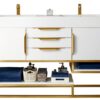 James Martin 388-V59D-GW-RG Columbia 59 Inch Double Vanity in Glossy White, Radiant Gold