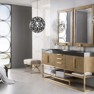 James Martin 388-V72D-LTO-RG Columbia 72 Inch Double Vanity in Latte Oak, Radiant Gold