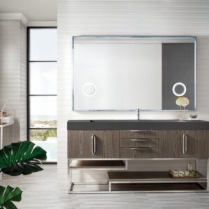 James Martin 388-V72S-AGR-BN-GW Columbia 72 Inch Single Vanity in Ash Gray with Glossy White Solid Surface Top