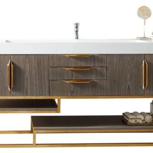 James Martin 388-V72S-AGR-RG Columbia 72 Inch Single Vanity in Ash Gray, Radiant Gold