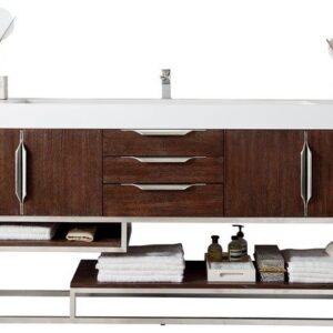 James Martin 388-V72S-CFO-BN-DGG Columbia 72 Inch Single Vanity in Coffee Oak with Glossy Dark Gray Solid Surface Top