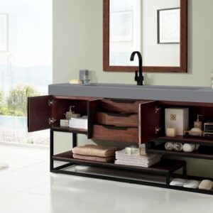 James Martin 388-V72S-CFO-MB-DGG Columbia 72 1/2 Inch Single Vanity Cabinet with Dusk Grey Glossy Composite Top - Coffee Oak