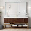 James Martin 388-V72S-CFO-RG-DGG Columbia 72 Inch Single Vanity in Coffee Oak, Radiant Gold with Glossy Dark Gray Solid Surface Top