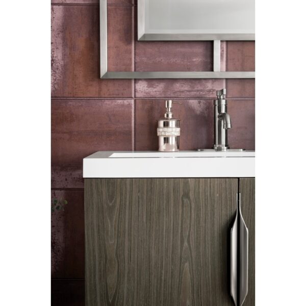 James Martin 388V31.5AGRWG Columbia 31.5 Inch Single Vanity Cabinet in Ash Gray with White Glossy Composite Countertop