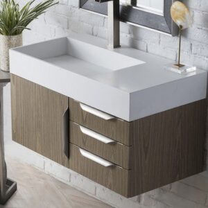 James Martin 389-V36-AGR-A Mercer Island 36 Inch Single Vanity in Ash Gray