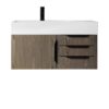 James Martin 389-V36-AGR-MB-GW Mercer Island 35 1/2 Inch Single Vanity Cabinet with Glossy White Composite Top - Ash Gray