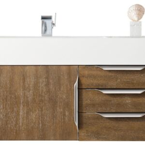 James Martin 389-V36-LTO-A-GW Mercer Island 36 Inch Single Vanity in Latte Oak with Glossy White Solid Surface Top