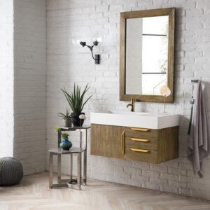 James Martin 389-V36-LTO-G Mercer Island 36 Inch Single Vanity in Latte Oak, Radiant Gold