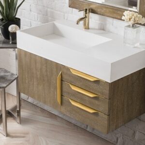 James Martin 389-V36-LTO-G Mercer Island 36 Inch Single Vanity in Latte Oak, Radiant Gold