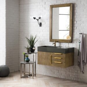 James Martin 389-V36-LTO-G Mercer Island 36 Inch Single Vanity in Latte Oak, Radiant Gold