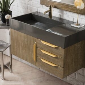 James Martin 389-V36-LTO-G Mercer Island 36 Inch Single Vanity in Latte Oak, Radiant Gold