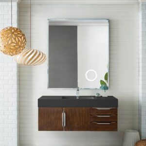 James Martin 389-V48-CFO-A-DGG Mercer Island 48 Inch Single Vanity in Coffee Oak with Glossy Dark Gray Solid Surface Top