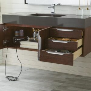 James Martin 389-V48-CFO-A-GW Mercer Island 48 Inch Single Vanity in Coffee Oak with Glossy White Solid Surface Top