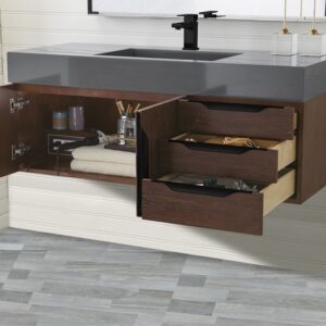 James Martin 389-V48-CFO-MB-DGG Mercer Island 48 Inch Single Vanity Cabinet with Dusk Grey Glossy Composite Top - Coffee Oak