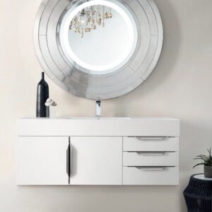 James Martin 389-V48-GW-A Mercer Island 48 Inch Single Vanity in Glossy White