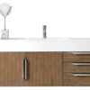 James Martin 389-V48-LTO-A-DGG Mercer Island 48 Inch Single Vanity in Latte Oak with Glossy Dark Gray Solid Surface Top