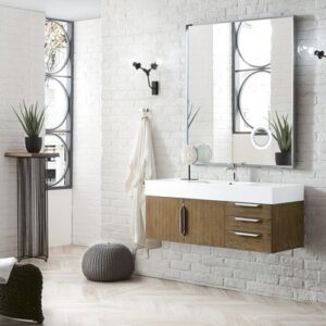 James Martin 389-V48-LTO-A-DGG Mercer Island 48 Inch Single Vanity in Latte Oak with Glossy Dark Gray Solid Surface Top