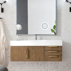 James Martin 389-V48-LTO-G Mercer Island 48 Inch Single Vanity in Latte Oak, Radiant Gold