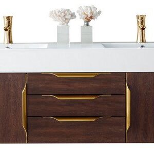 James Martin 389-V59D-CFO-G Mercer Island 59 Inch Double Vanity in Coffee Oak, Radiant Gold