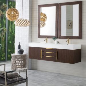 James Martin 389-V59D-CFO-G Mercer Island 59 Inch Double Vanity in Coffee Oak, Radiant Gold