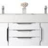 James Martin 389-V59D-GW-A-GW Mercer Island 59 Inch Double Vanity in Glossy White with Glossy White Solid Surface Top