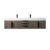 James Martin 389-V72D-AGR-MB-GW Mercer Island 72 1/2 Inch Double Vanity Cabinet with Glossy White Composite Top - Ash Gray