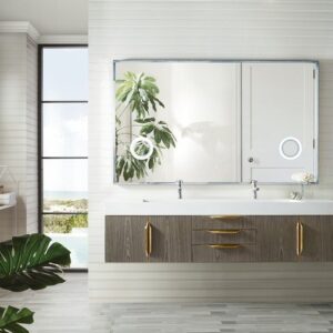 James Martin 389-V72D-AGR-G Mercer Island 72 Inch Double Vanity in Ash Gray, Radiant Gold