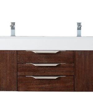 James Martin 389-V72D-CFO-A-GW Mercer Island 72 Inch Double Vanity in Coffee Oak with Glossy White Solid Surface Top