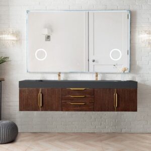 James Martin 389-V72D-CFO-G Mercer Island 72 Inch Double Vanity in Coffee Oak, Radiant Gold