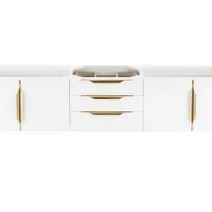 James Martin 389-V72D-GW-G Mercer Island 72 Inch Double Vanity in Glossy White, Radiant Gold