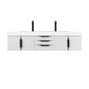 James Martin 389-V72D-GW-MB-GW Mercer Island 72 1/2 Inch Double Vanity Cabinet with Glossy White Composite Top - Glossy White