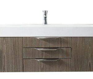 James Martin 389-V72S-AGR-A-GW Mercer Island 72 Inch Single Vanity in Ash Gray with Glossy White Solid Surface Top