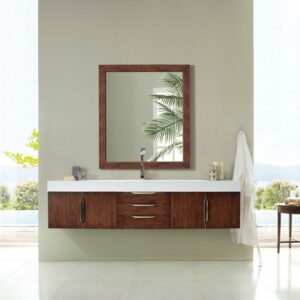 James Martin 389-V72S-CFO-G-GW Mercer Island 72 Inch Single Vanity in Coffee Oak, Radiant Gold with Glossy White Solid Surface Top