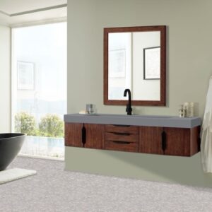 James Martin 389-V72S-CFO-MB-DGG Mercer Island 72 1/2 Inch Single Vanity Cabinet with Dusk Grey Glossy Composite Top - Coffee Oak