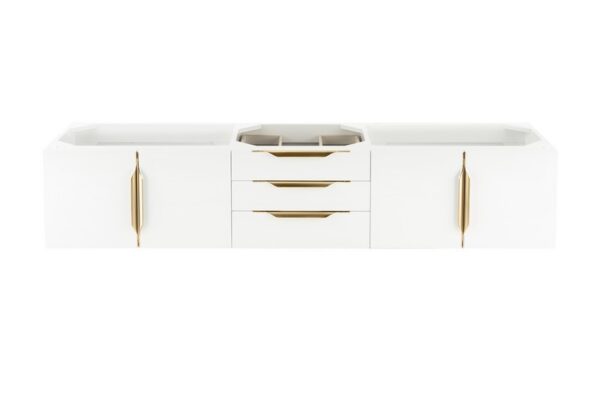 James Martin 389-V72S-GW-G Mercer Island 72 Inch Single Vanity in Glossy White, Radiant Gold