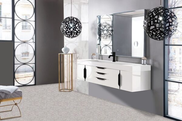 James Martin 389-V72S-GW-MB-GW Mercer Island 72 1/2 Inch Single Vanity Cabinet with Glossy White Composite Top - Glossy White