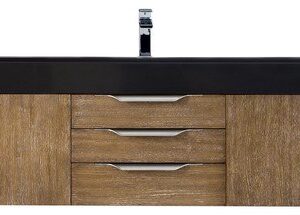 James Martin 389-V72S-LTO-A-GW Mercer Island 72 Inch Single Vanity in Latte Oak with Glossy White Solid Surface Top