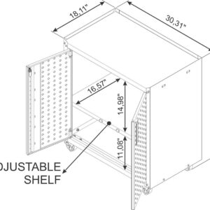 Manhattan Comfort Fortress Textured Metal 31.5" Garage Mobile Cabinet with 2 Adjustable Shelves in White