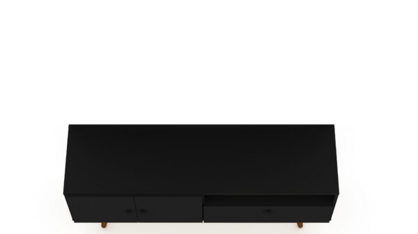 Manhattan Comfort Tribeca 53.94 Mid-Century Modern TV Stand with Solid Wood Legs in Black