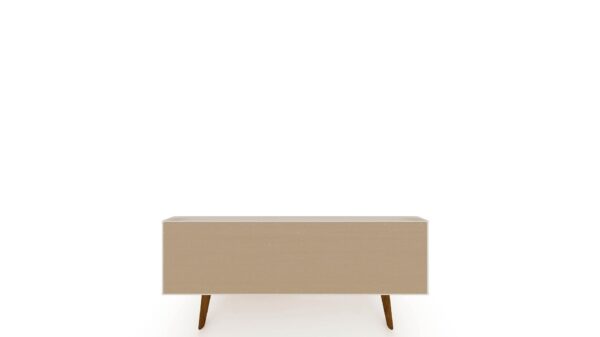 Manhattan Comfort Tribeca 53.94 Mid-Century Modern TV Stand with Solid Wood Legs in Off White and Green Mint