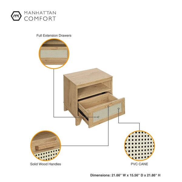 Manhattan Comfort Sheridan Modern Cane 4-Piece Set: Bookcase, TV Stand, Sideboard, End Table in Nature