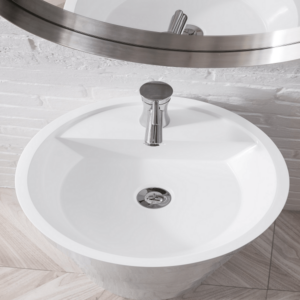 James Martin 127-V17.5-BW Quebec 17.5 Inch Solid Surface Pedestal Sink in Bright White