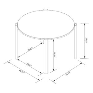 Manhattan Comfort Mid-Century Modern Gales Round 46.54 Dining Table with Solid Wood Legs in Black - Set of 5