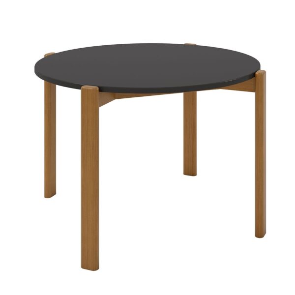 Manhattan Comfort Mid-Century Modern Gales Round 46.54 Dining Table with Solid Wood Legs in Black - Set of 5