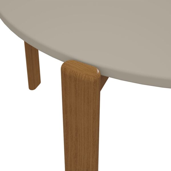 Manhattan Comfort Mid-Century Modern Gales Round 46.54 Dining Table with Solid Wood Legs in Greige - Set of 5